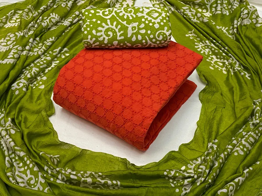 Cotton Embroidery Work Suit Set